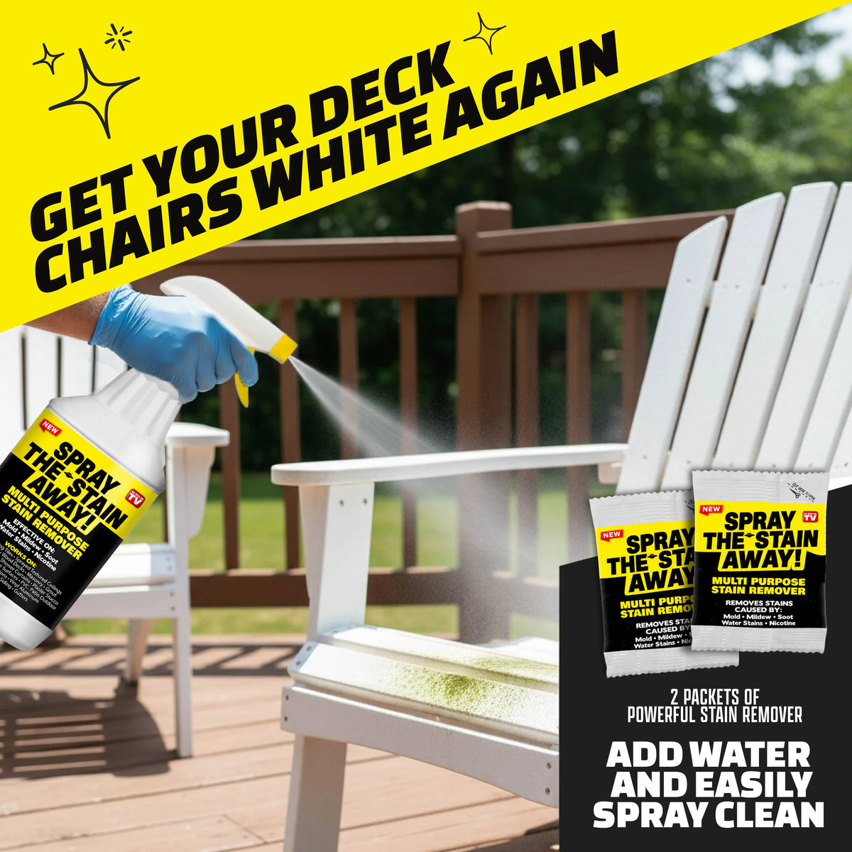 Multi-surface cleaner for mold, mildew, and stubborn grime. Works indoors and outdoors on brick, driveways, siding, bathtubs, fences, ceilings, and sidewalks.